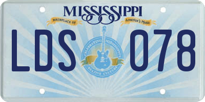 MS license plate LDS078