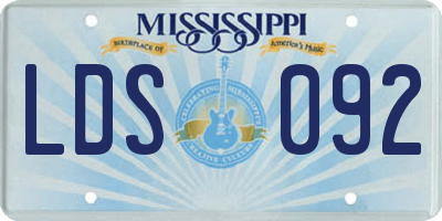 MS license plate LDS092