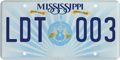 MS license plate LDT003