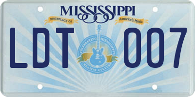 MS license plate LDT007