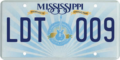 MS license plate LDT009