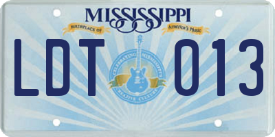 MS license plate LDT013