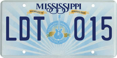 MS license plate LDT015