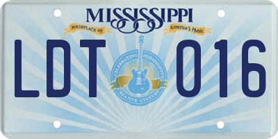 MS license plate LDT016