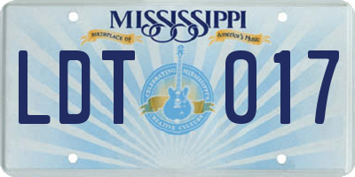 MS license plate LDT017