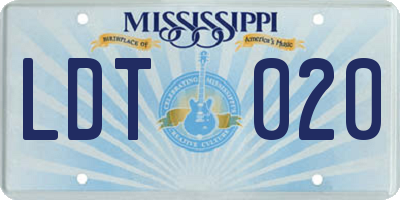 MS license plate LDT020
