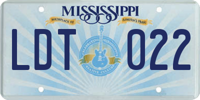 MS license plate LDT022
