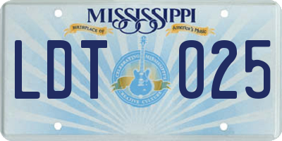 MS license plate LDT025