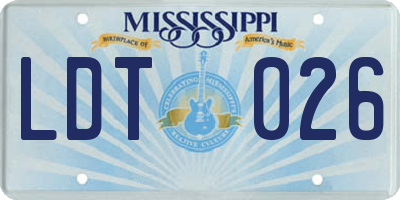 MS license plate LDT026