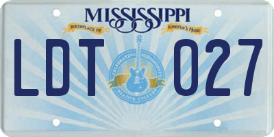 MS license plate LDT027