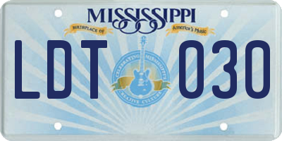 MS license plate LDT030