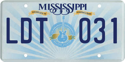 MS license plate LDT031