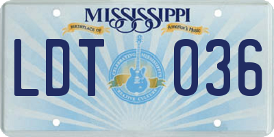 MS license plate LDT036