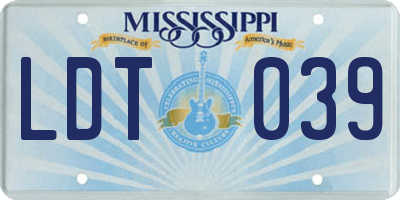 MS license plate LDT039