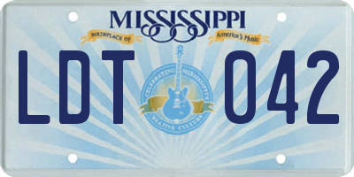 MS license plate LDT042