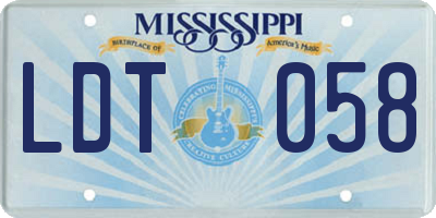 MS license plate LDT058