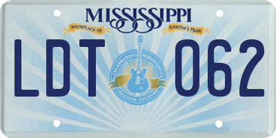 MS license plate LDT062