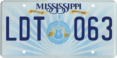 MS license plate LDT063