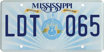 MS license plate LDT065