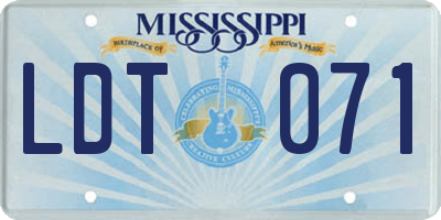 MS license plate LDT071