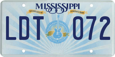 MS license plate LDT072