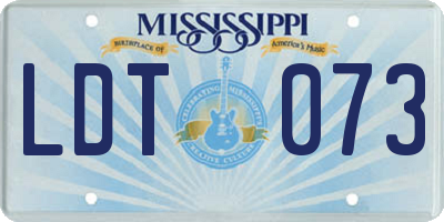 MS license plate LDT073