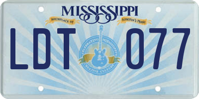 MS license plate LDT077