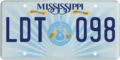 MS license plate LDT098