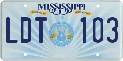 MS license plate LDT103