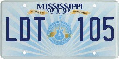 MS license plate LDT105