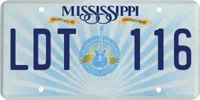 MS license plate LDT116