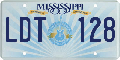 MS license plate LDT128