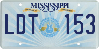 MS license plate LDT153