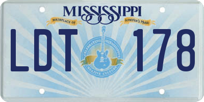 MS license plate LDT178