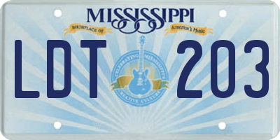MS license plate LDT203