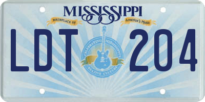 MS license plate LDT204
