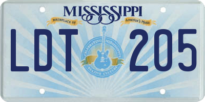 MS license plate LDT205