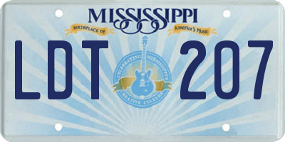 MS license plate LDT207