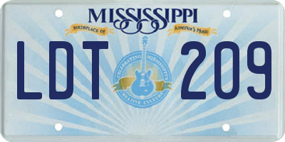 MS license plate LDT209