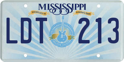 MS license plate LDT213