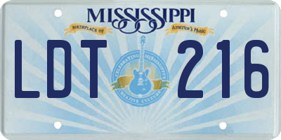 MS license plate LDT216