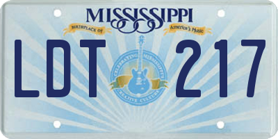 MS license plate LDT217