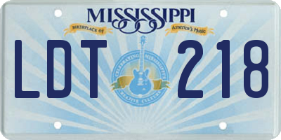 MS license plate LDT218