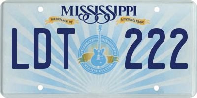 MS license plate LDT222