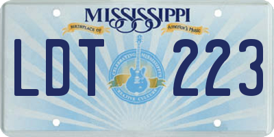 MS license plate LDT223