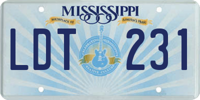 MS license plate LDT231