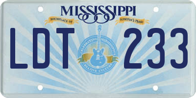 MS license plate LDT233