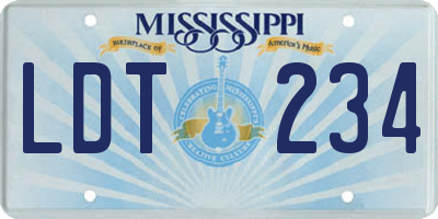 MS license plate LDT234