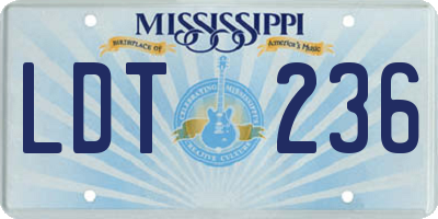 MS license plate LDT236