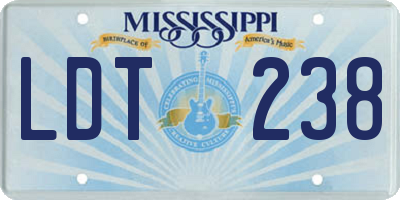 MS license plate LDT238
